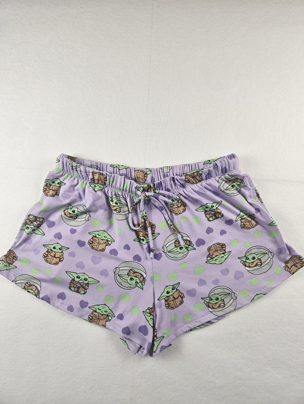 Star Wars The Mandalorian Grogu Pajama Shorts Purple Allover Print Size M (8-10)